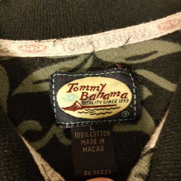 Tommy Bahama hawaiian polo shirt mens L Large short sleeve all over floral blue - Picture 6 of 7